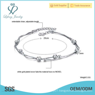 Fashion silver bead anklet bracelets,platinum anklets design in silver